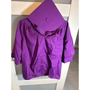 Childrens Graduation Gown/Cap Set Size S By Happy Graduates Purple Cotton   68-8